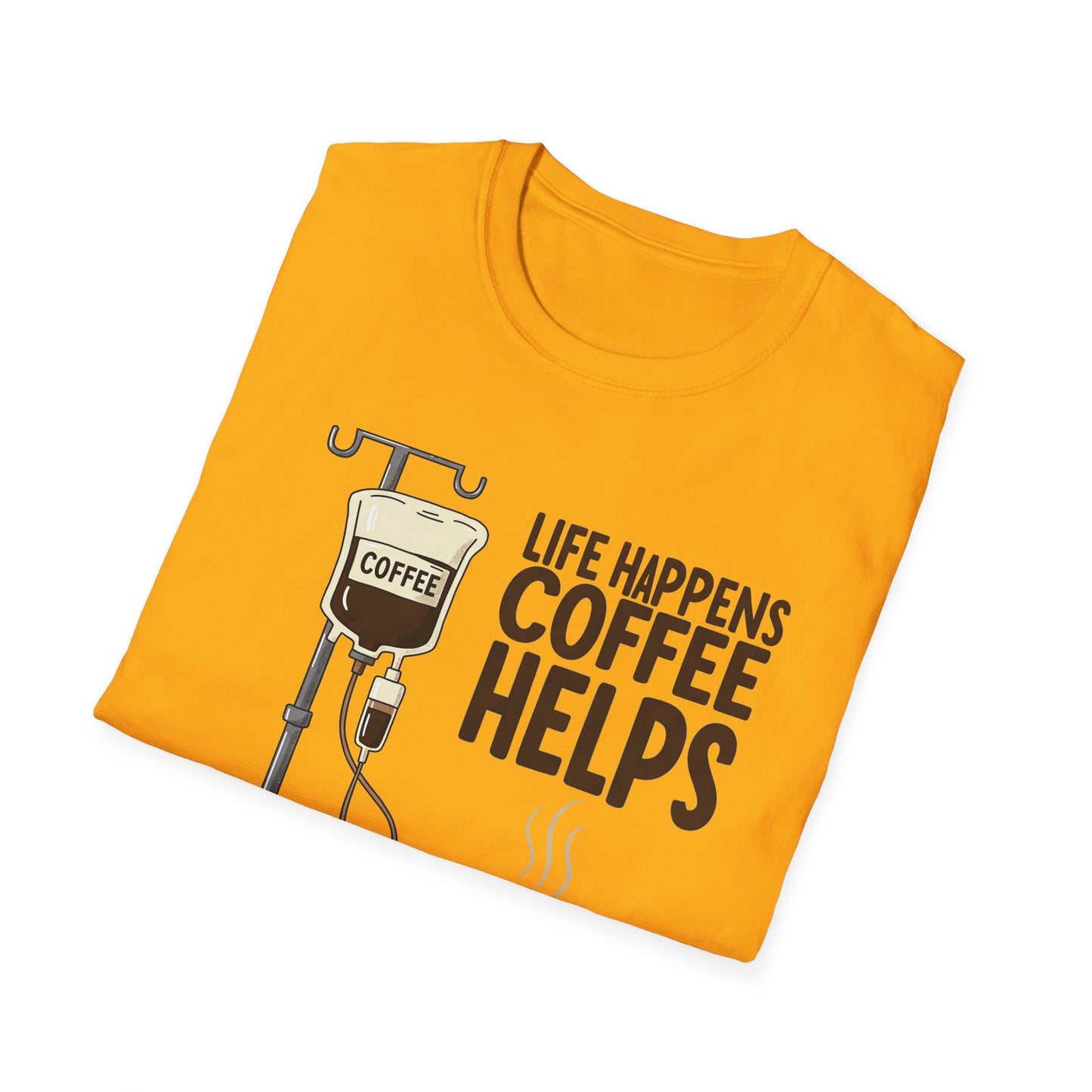 CAF - Life Happens, Coffee Helps | Unisex Softstyle T-Shirt
