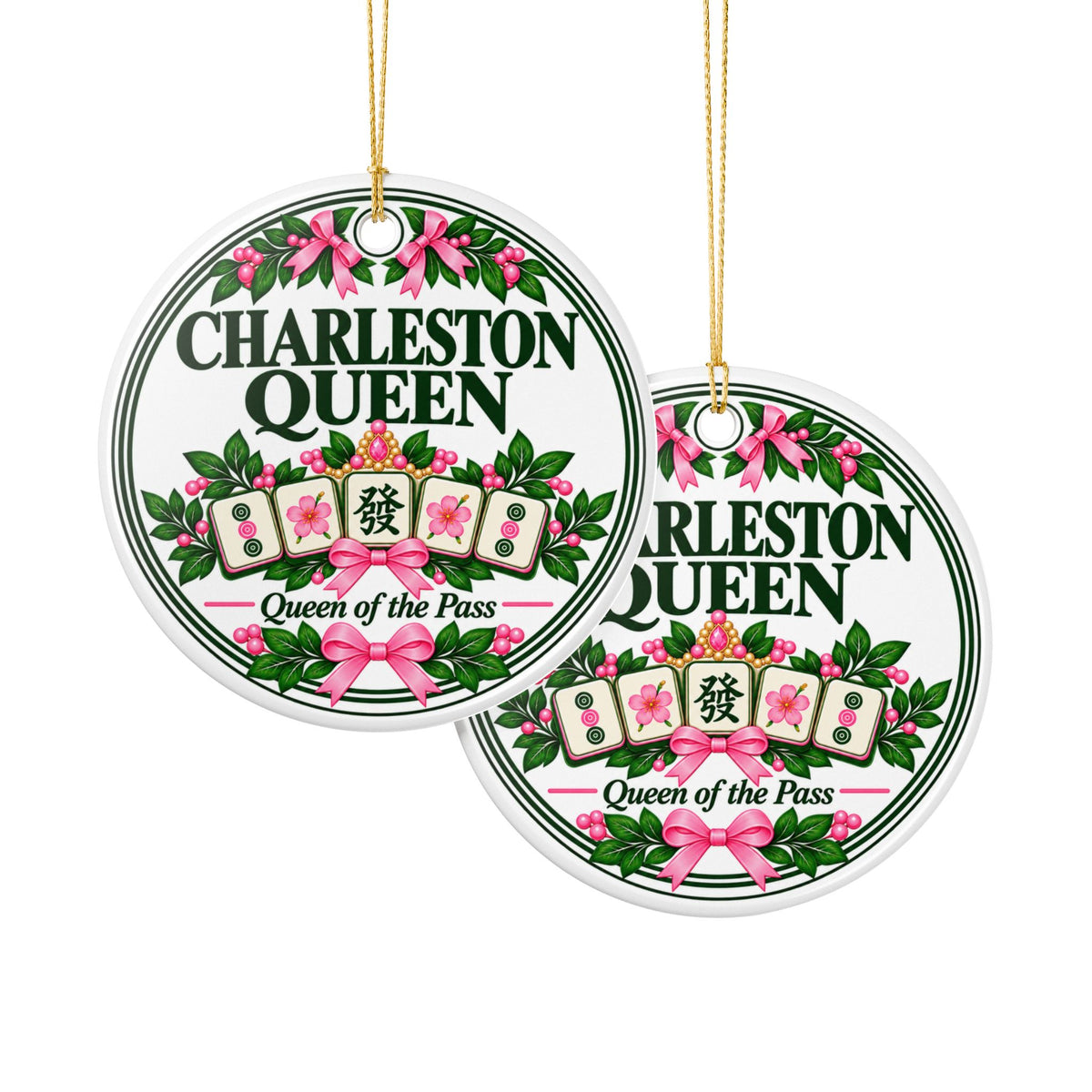 Charleston Queen Mahjong Christmas Ornament | Funny Mahj Player Gift