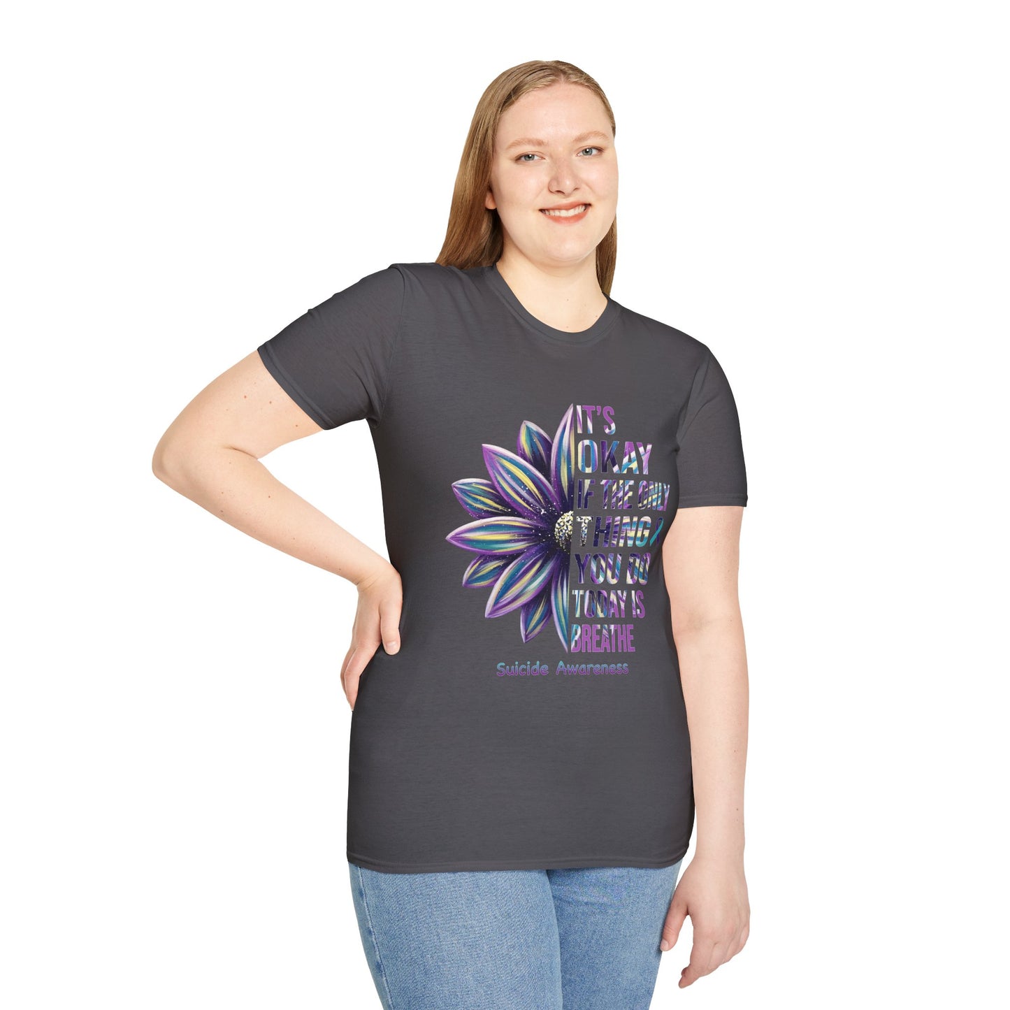 "It’s Okay If All You Did Today Was Breathe" Unisex Comfort Tee – Suicide Awareness Month Shirt