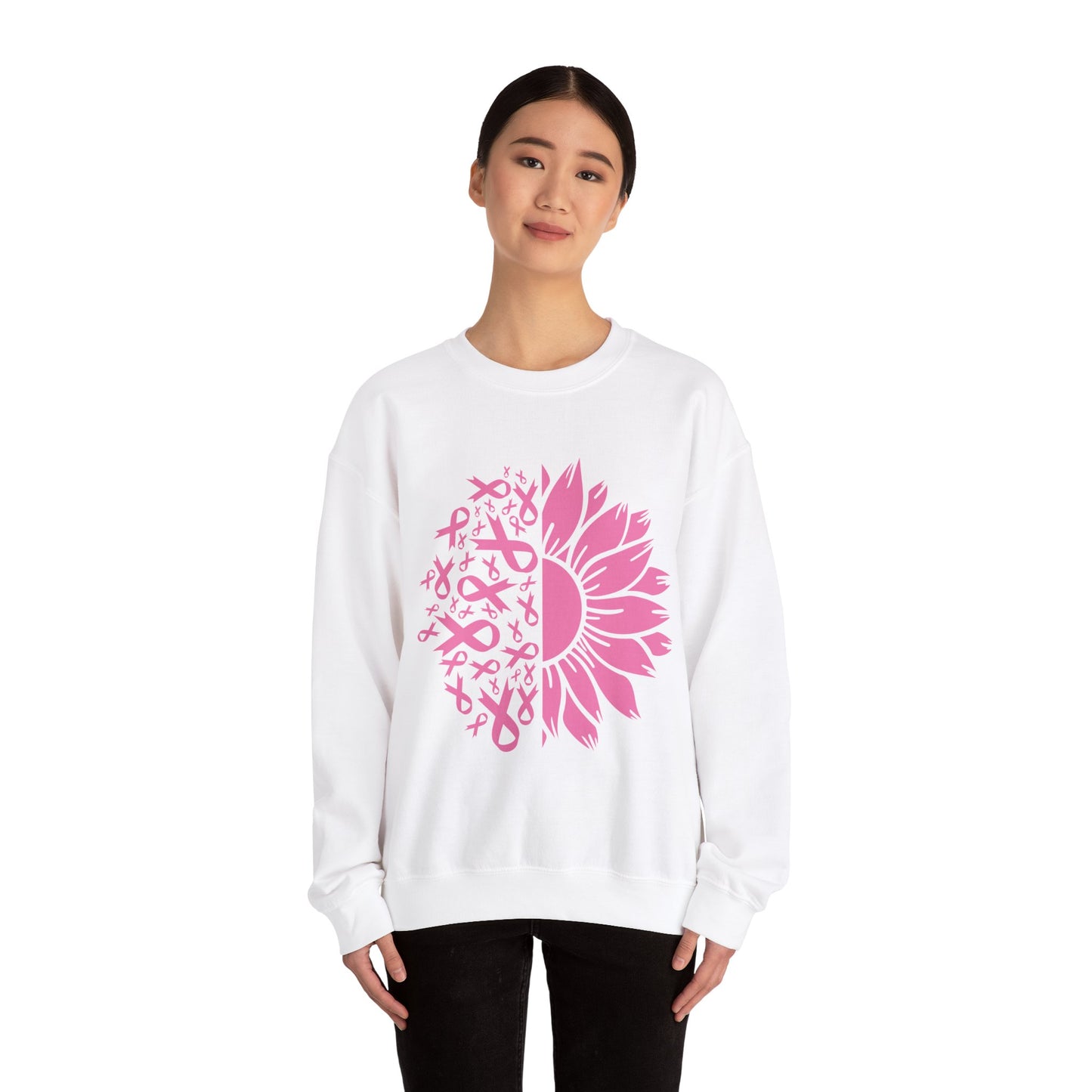 BCA - Pink Ribbon Sunflower  | Unisex Heavy Blend™ Crewneck Sweatshirt