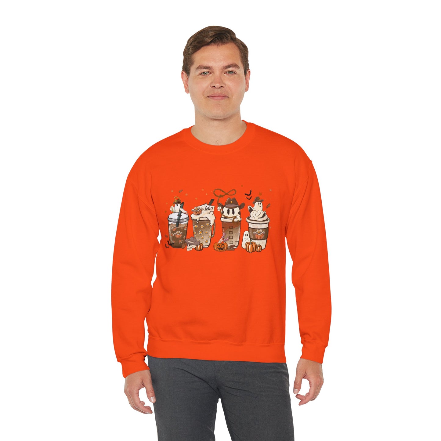 HN- Ghostly Four Coffees | Heavy Blend™ Crewneck Sweatshirt