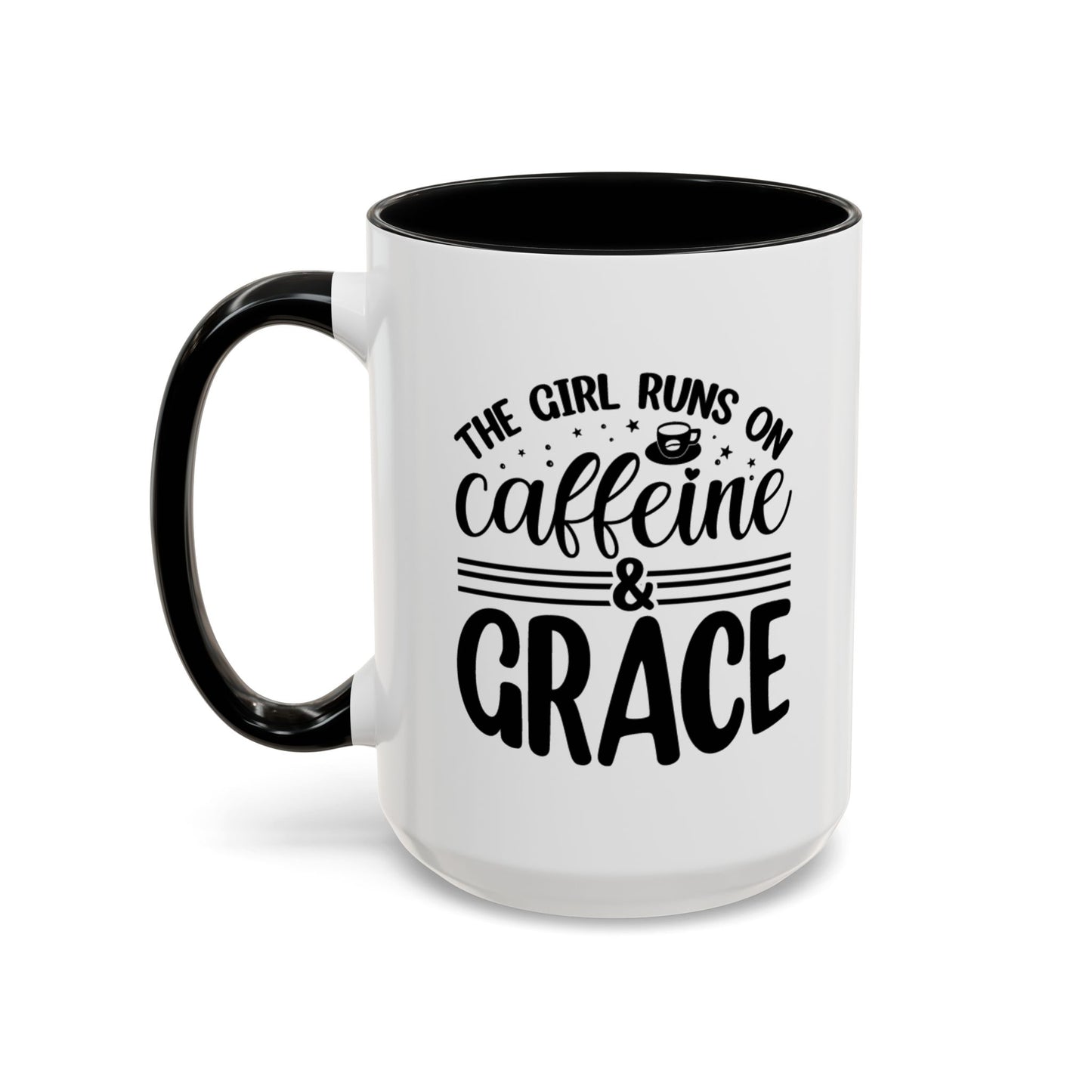 CLE -This Girl Runs On Caffeine & Grace  | Accent Coffee Mug (11, 15oz)