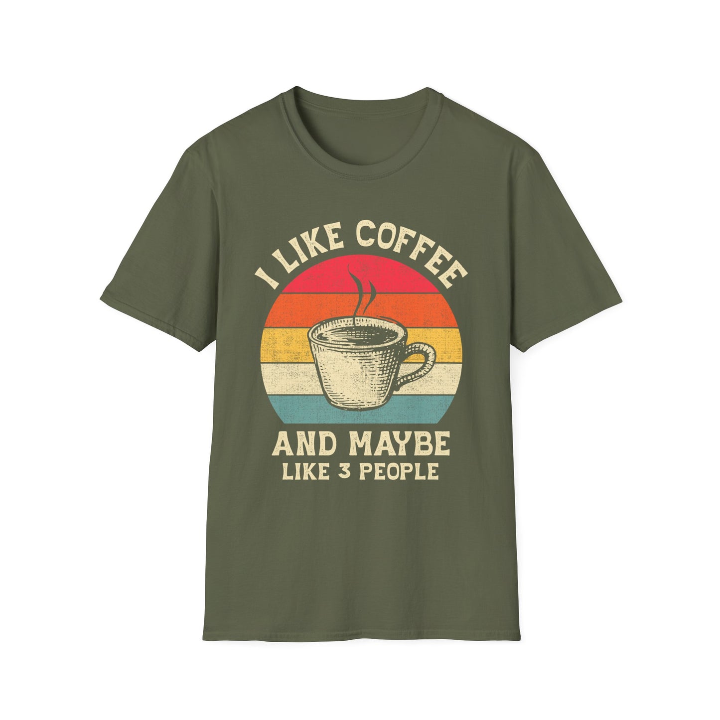 "I Like Coffee… and Maybe 3 People" Funny T-Shirt – Unisex Soft Cotton Coffee Lover Tee – Sarcastic Humor Shirt for Caffeine Addicts