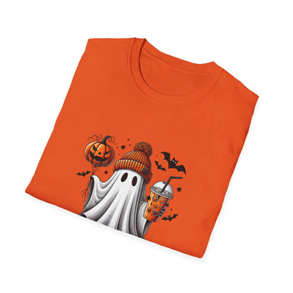 HN - Cute Ghost Beanie Coffee | Softstyle T-Shirt