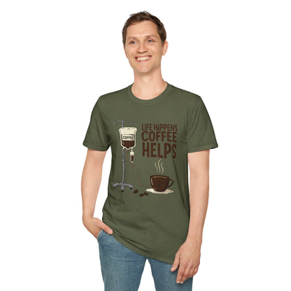 CAF - Life Happens, Coffee Helps | Unisex Softstyle T-Shirt