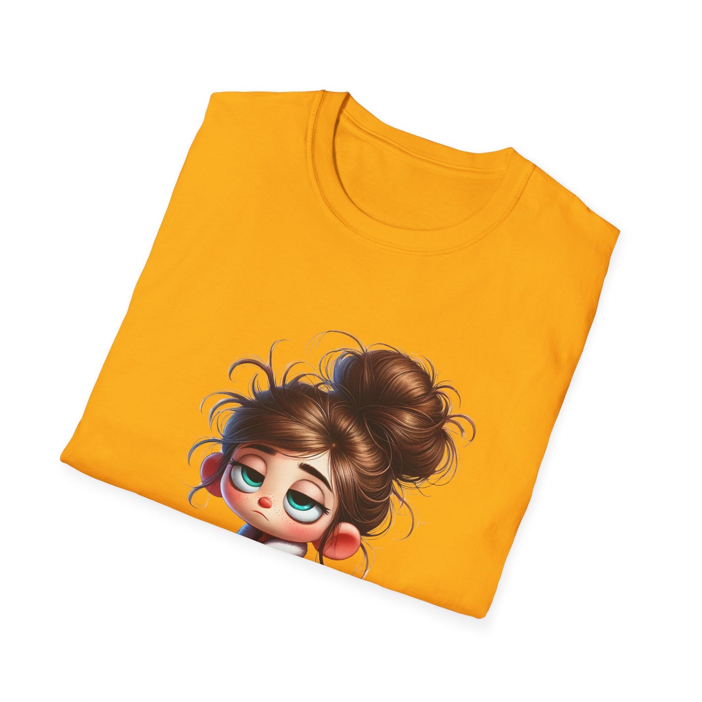 Funny Coffee Shirt – Sleepy Girl in Robe & Slippers with Coffee Cup | Unisex Soft Cotton Tee