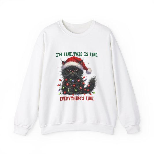 CMS - I'm Fine. This is Fine. Totally Fine (Cat) | Heavy Blend™ Crewneck Sweatshirt