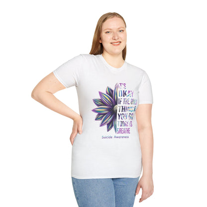 "It’s Okay If All You Did Today Was Breathe" Unisex Comfort Tee – Suicide Awareness Month Shirt