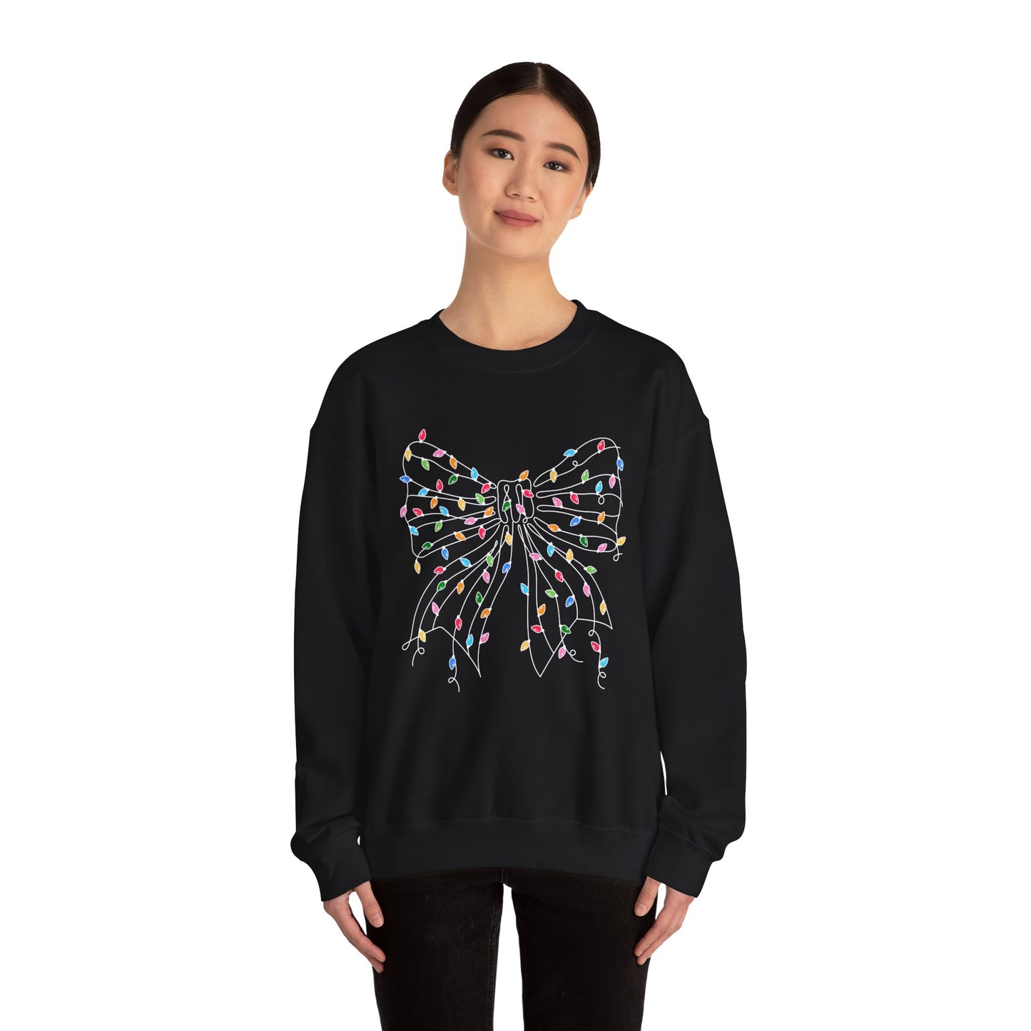 CMS - Christmas Lights Bow | Heavy Blend™ Crewneck Sweatshirt