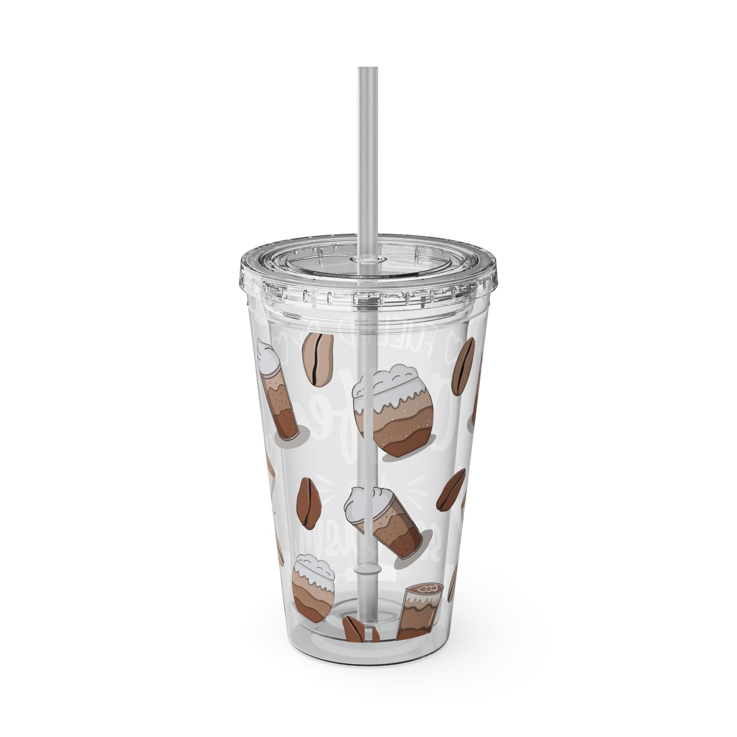 Fueled by Coffee and Sarcasm Tumbler | 16oz Acrylic Cup with Lid & Straw for On-the-Go Humor