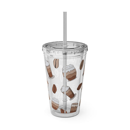 Fueled by Coffee and Sarcasm Tumbler | 16oz Acrylic Cup with Lid & Straw for On-the-Go Humor