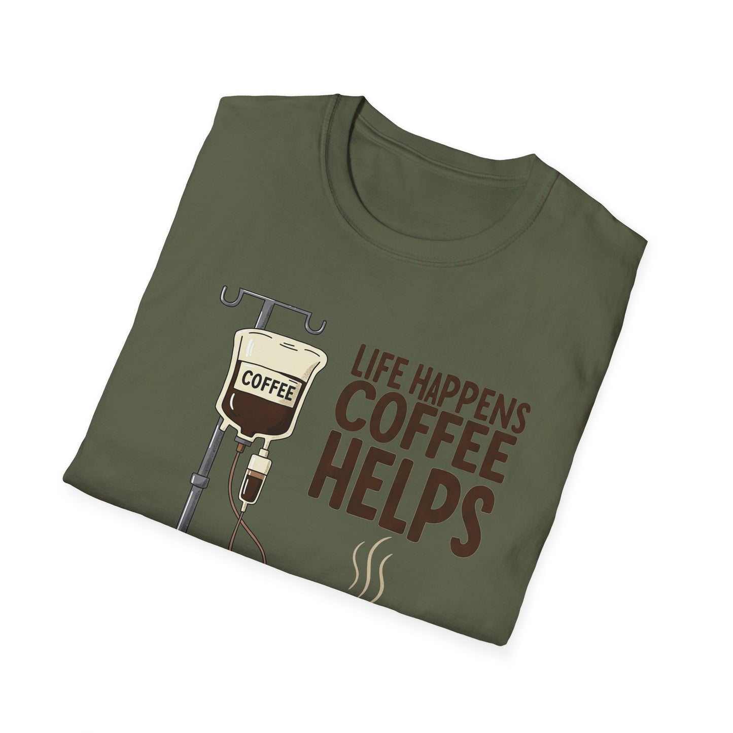 CAF - Life Happens, Coffee Helps | Unisex Softstyle T-Shirt