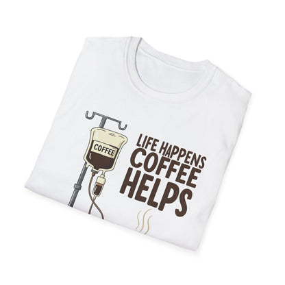 CAF - Life Happens, Coffee Helps | Unisex Softstyle T-Shirt