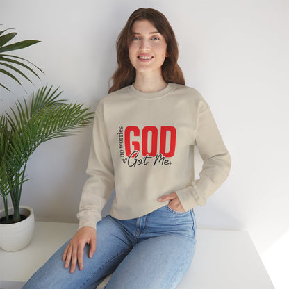 No Worries, God Got Me Sweatshirt | Christian Faith Statement Unisex Crewneck