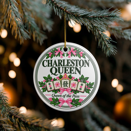 Charleston Queen Mahjong Christmas Ornament | Funny Mahj Player Gift