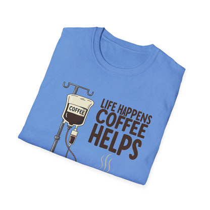 CAF - Life Happens, Coffee Helps | Unisex Softstyle T-Shirt