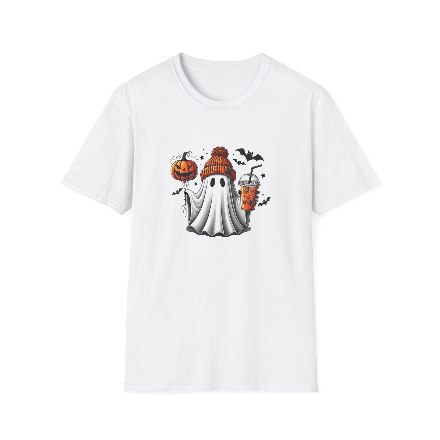 HN - Cute Ghost Beanie Coffee | Softstyle T-Shirt