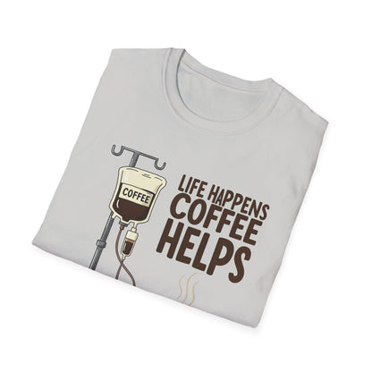 CAF - Life Happens, Coffee Helps | Unisex Softstyle T-Shirt
