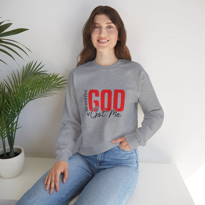 No Worries, God Got Me Sweatshirt | Christian Faith Statement Unisex Crewneck