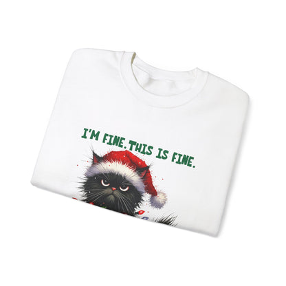 CMS - I'm Fine. This is Fine. Totally Fine (Cat) | Heavy Blend™ Crewneck Sweatshirt