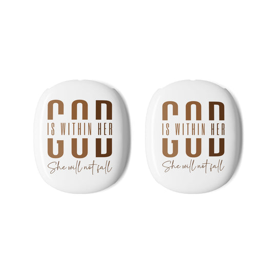 Custom “God Is Within Her, She Will Not Fall” AirPods Max Case – Protective & Stylish Polycarbonate Cover
