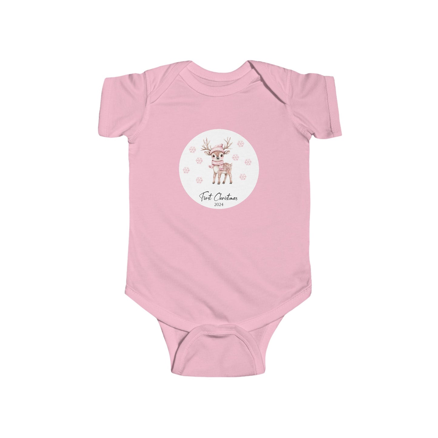 CMS - My 1st Christmas Pink Reindeer | Infant Fine Jersey Bodysuit