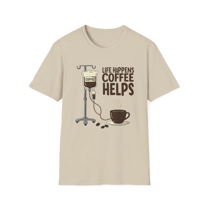 CAF - Life Happens, Coffee Helps | Unisex Softstyle T-Shirt