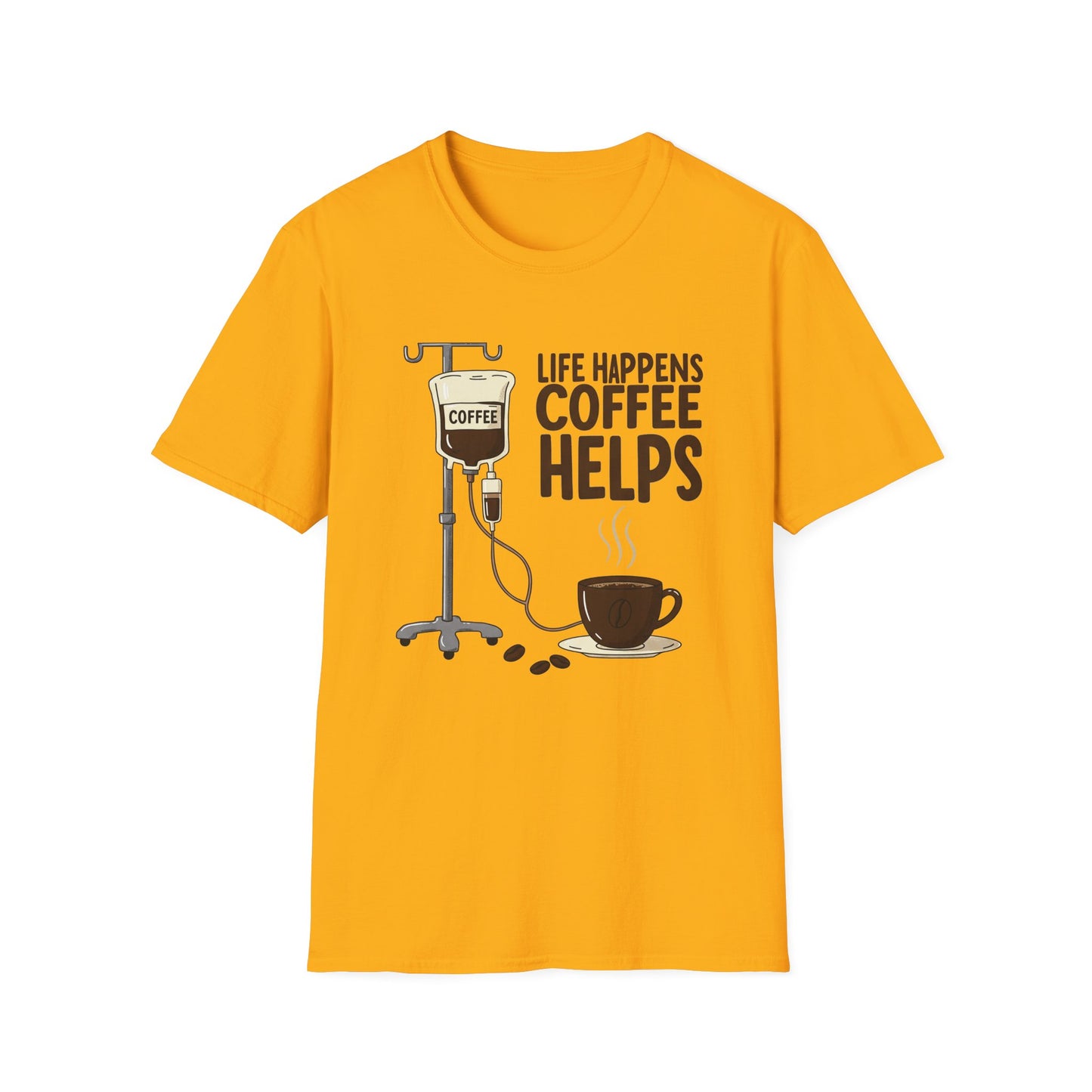 CAF - Life Happens, Coffee Helps | Unisex Softstyle T-Shirt