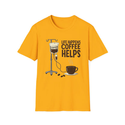 CAF - Life Happens, Coffee Helps | Unisex Softstyle T-Shirt