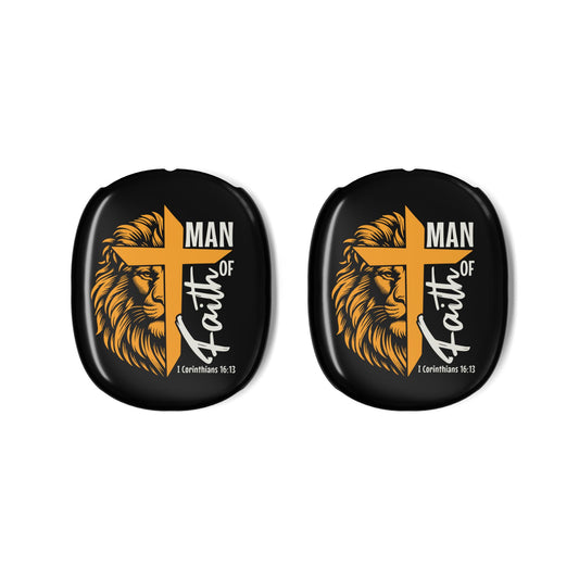 Man of Faith | Lion & Cross AirPods Max Case – 1 Corinthians 16:13 | Christian Men’s Headphone Cover