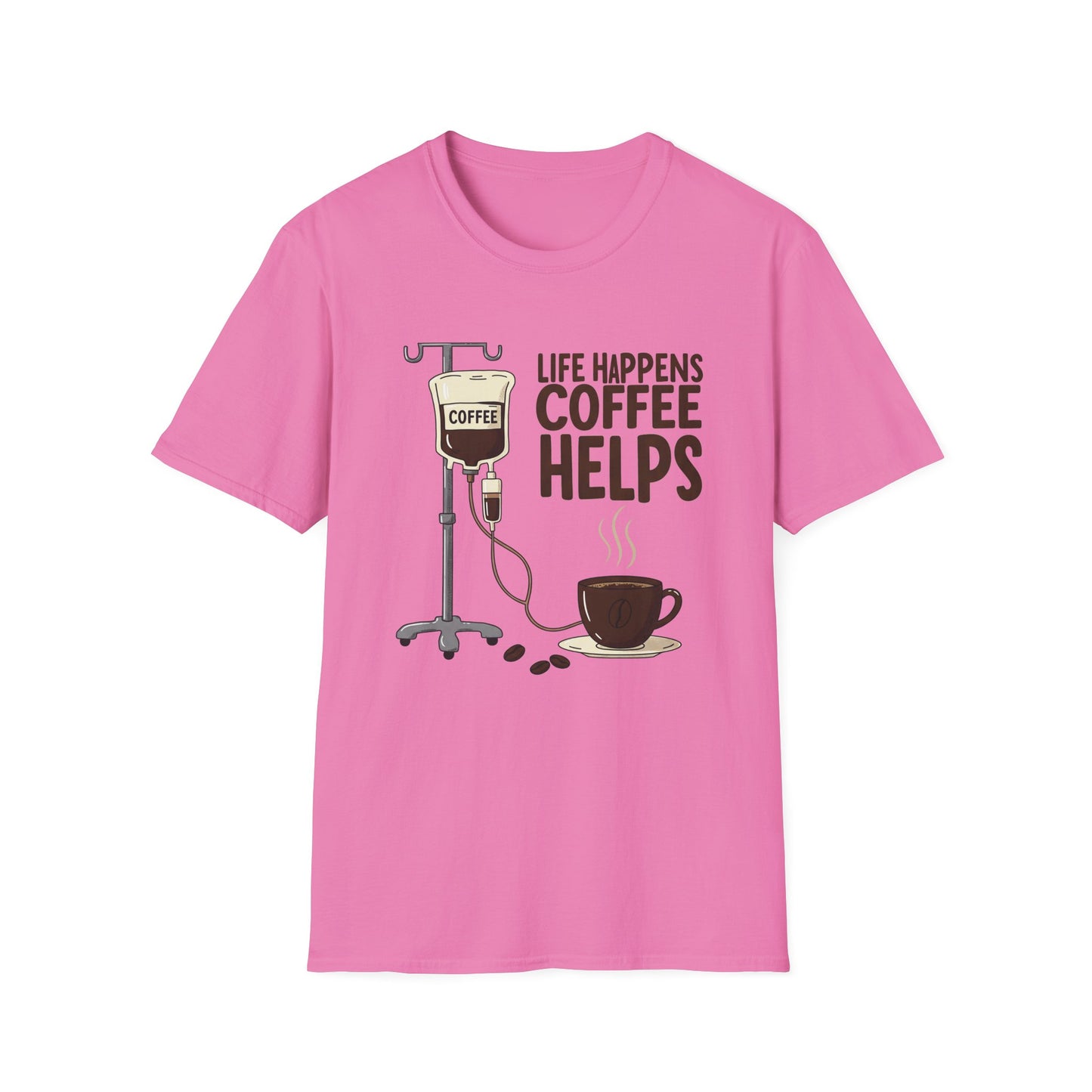 CAF - Life Happens, Coffee Helps | Unisex Softstyle T-Shirt