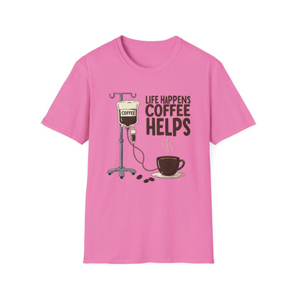 CAF - Life Happens, Coffee Helps | Unisex Softstyle T-Shirt