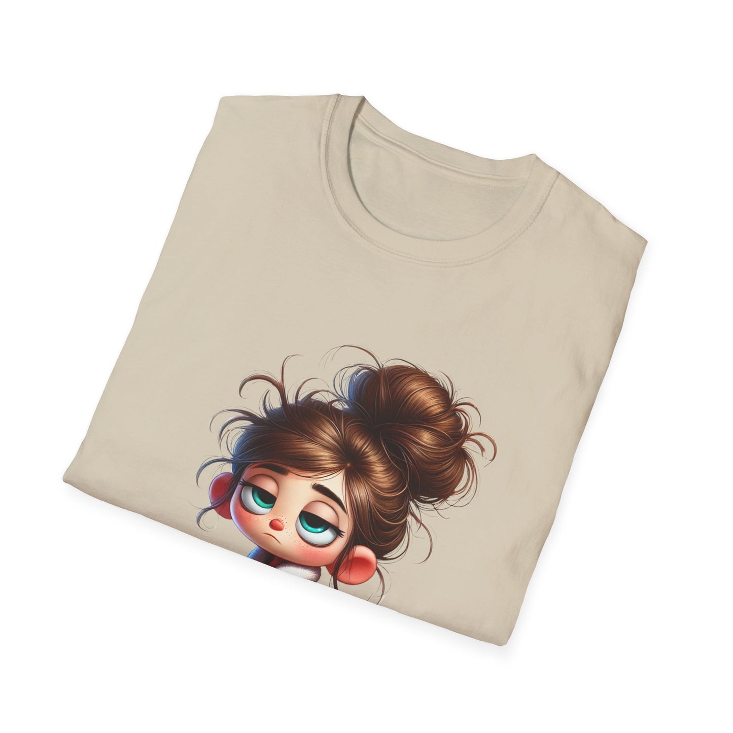 Funny Coffee Shirt – Sleepy Girl in Robe & Slippers with Coffee Cup | Unisex Soft Cotton Tee