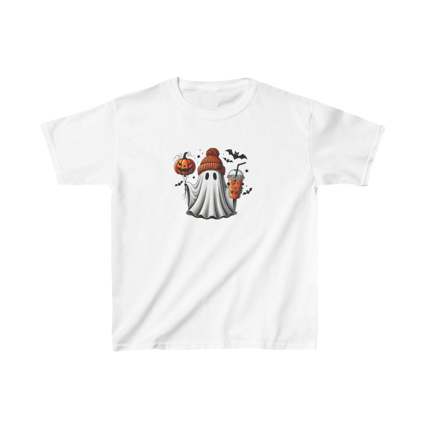 HN - Cute Ghost With Beanie | Kids Heavy Cotton™ Tee