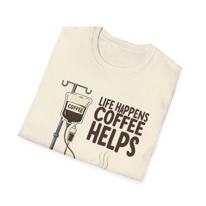 CAF - Life Happens, Coffee Helps | Unisex Softstyle T-Shirt