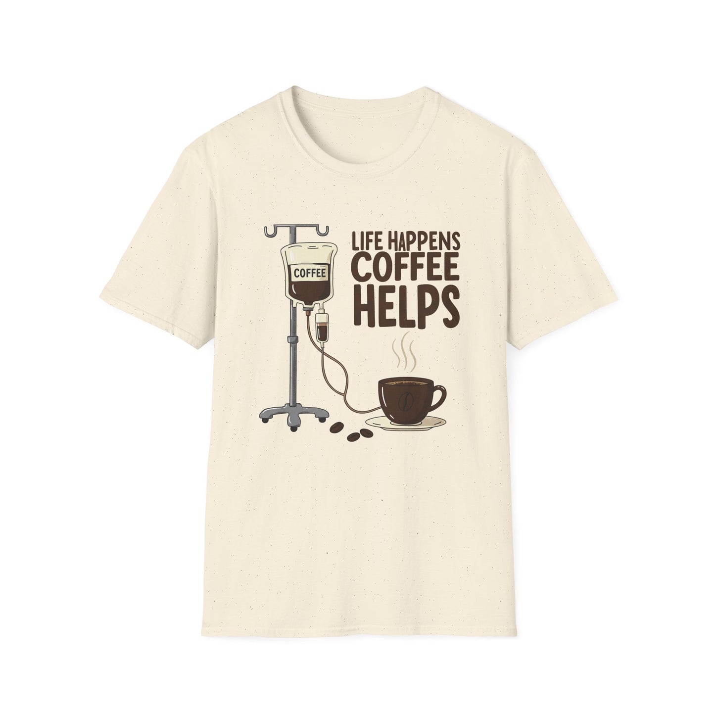 CAF - Life Happens, Coffee Helps | Unisex Softstyle T-Shirt