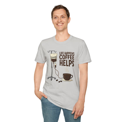 CAF - Life Happens, Coffee Helps | Unisex Softstyle T-Shirt