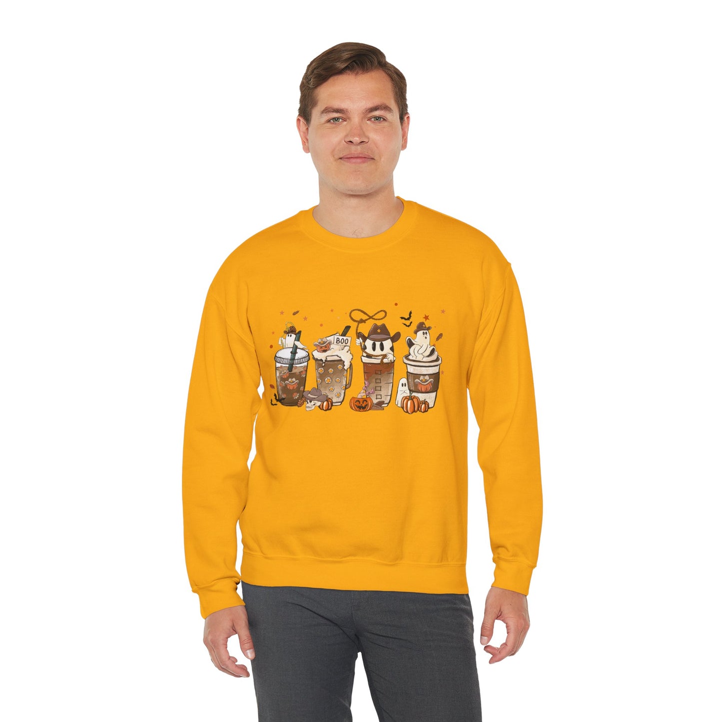 HN- Ghostly Four Coffees | Heavy Blend™ Crewneck Sweatshirt