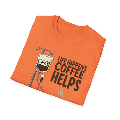 CAF - Life Happens, Coffee Helps | Unisex Softstyle T-Shirt