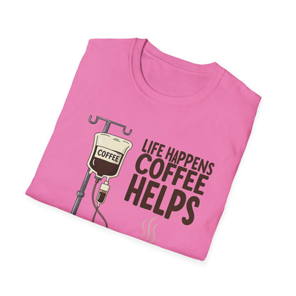 CAF - Life Happens, Coffee Helps | Unisex Softstyle T-Shirt