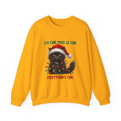 CMS - I'm Fine. This is Fine. Totally Fine (Cat) | Heavy Blend™ Crewneck Sweatshirt