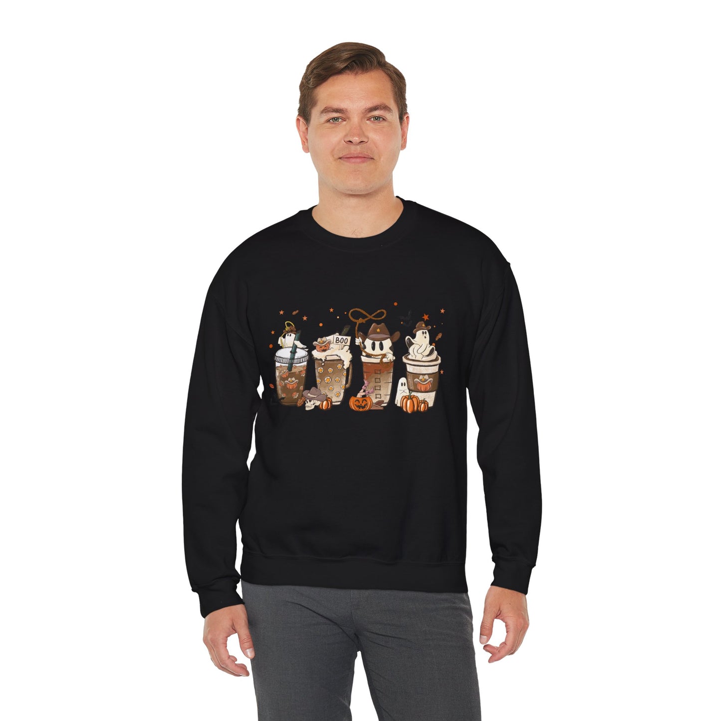 HN- Ghostly Four Coffees | Heavy Blend™ Crewneck Sweatshirt