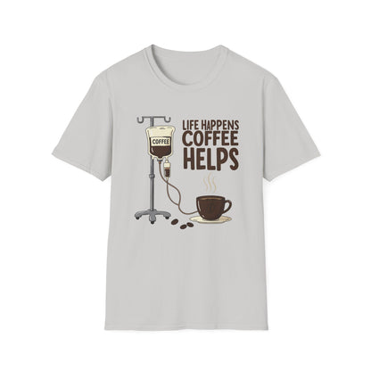 CAF - Life Happens, Coffee Helps | Unisex Softstyle T-Shirt