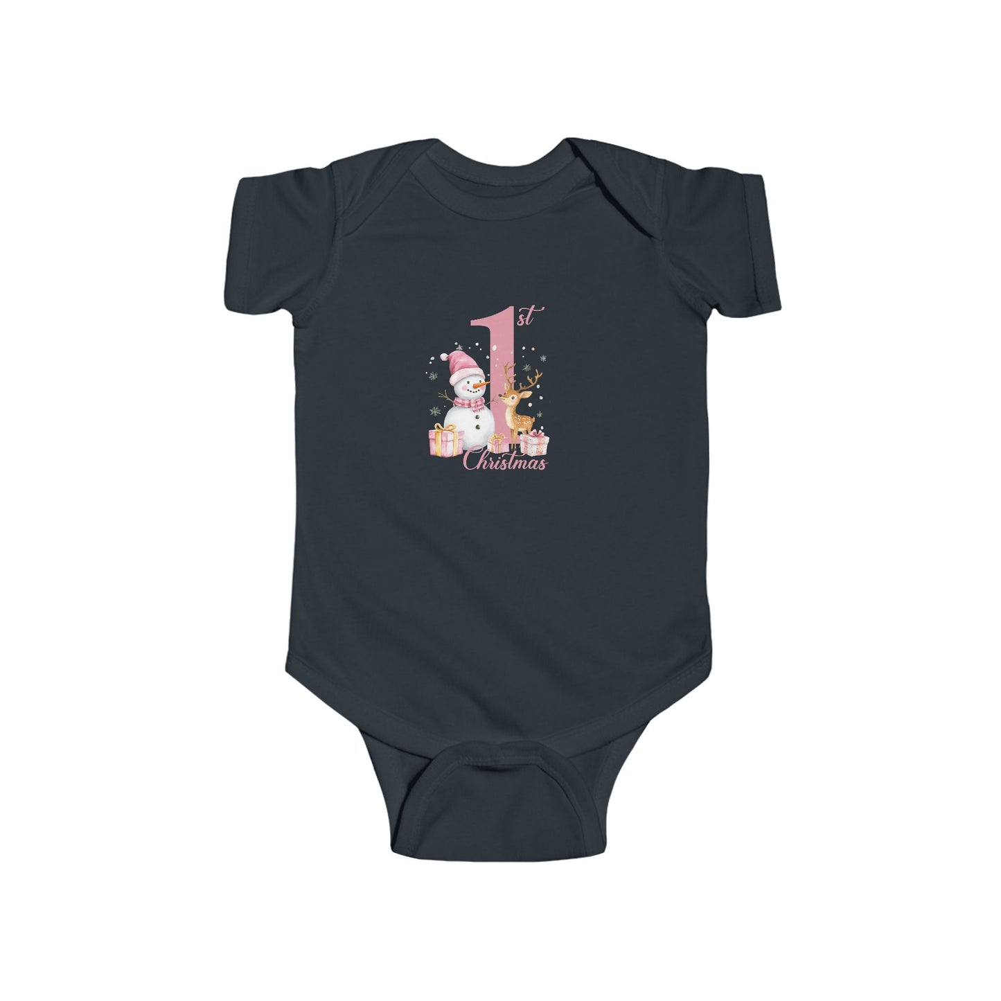 CMS - My 1st Christmas Pink Snowman | Infant Fine Jersey Bodysuit