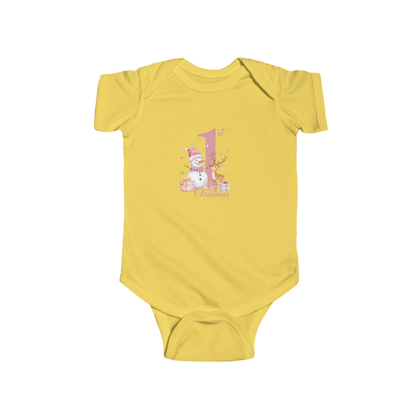 CMS - My 1st Christmas Pink Snowman | Infant Fine Jersey Bodysuit