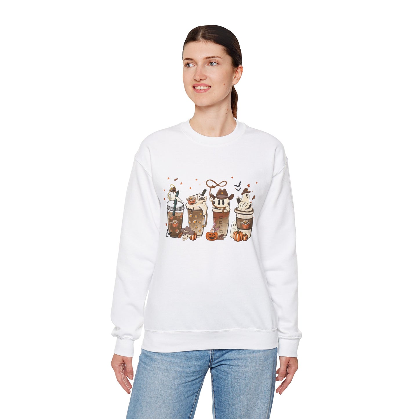 HN- Ghostly Four Coffees | Heavy Blend™ Crewneck Sweatshirt