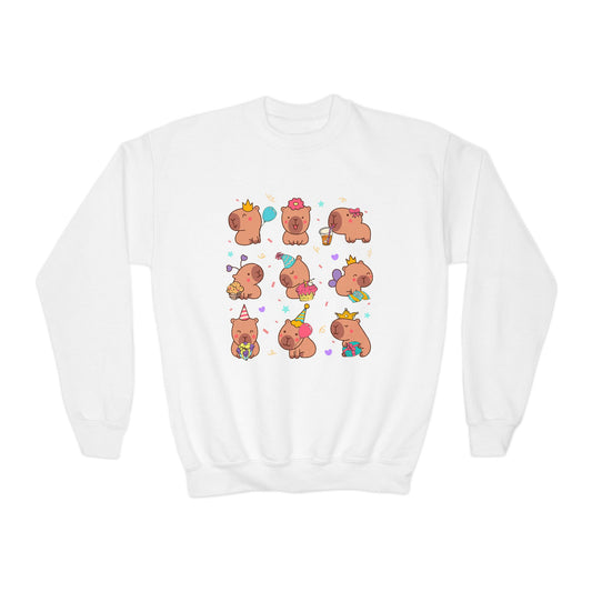🐹 Capybara Grid Youth Sweatshirt – 9 Times the Cuteness