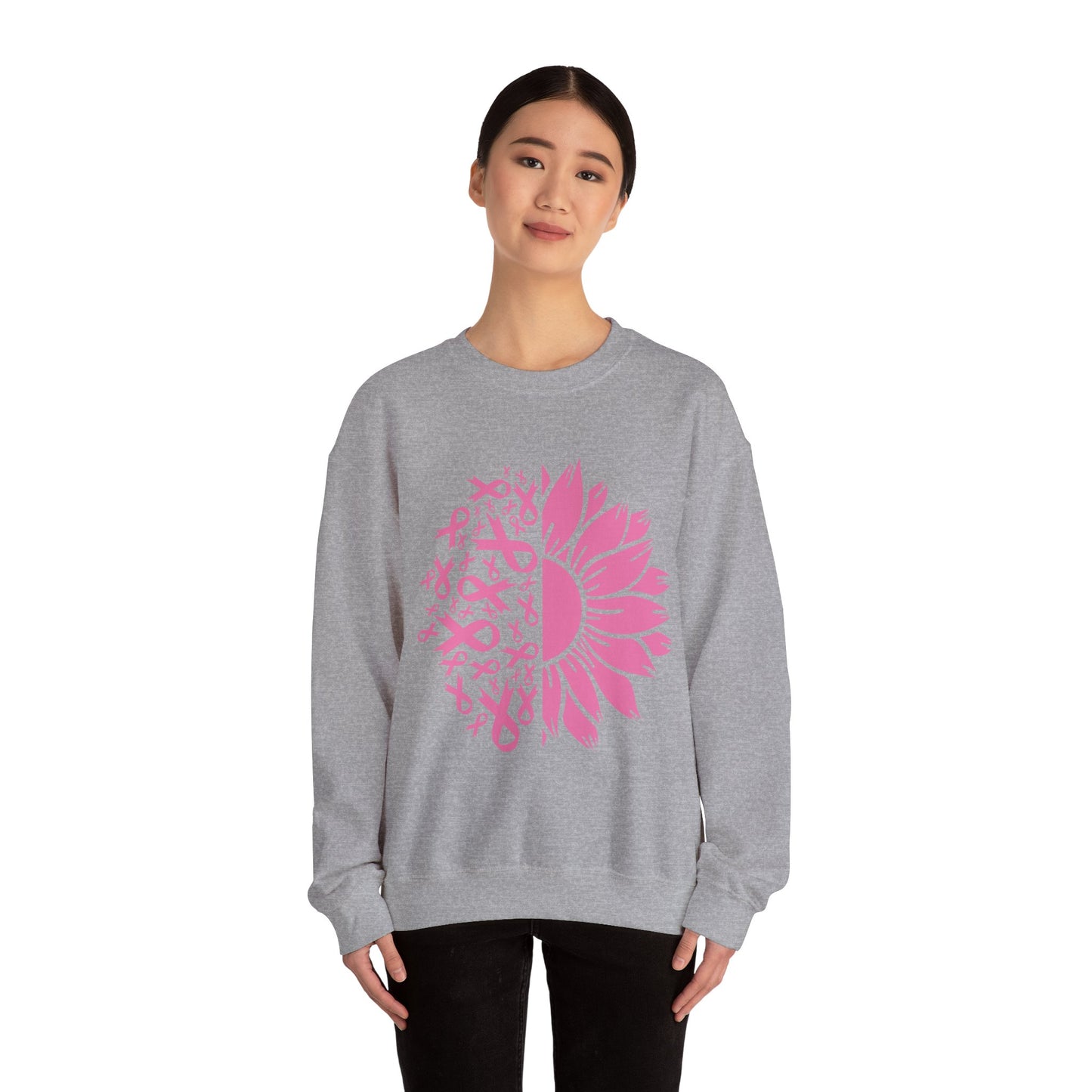 BCA - Pink Ribbon Sunflower  | Unisex Heavy Blend™ Crewneck Sweatshirt