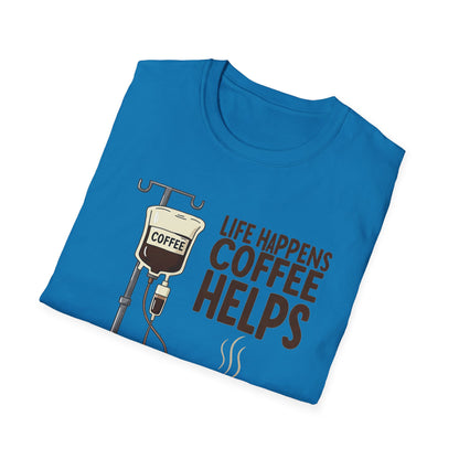 CAF - Life Happens, Coffee Helps | Unisex Softstyle T-Shirt