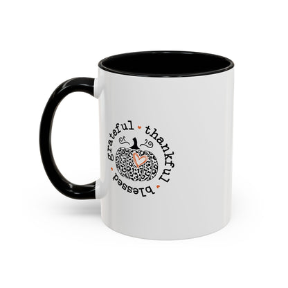 THK - Thankful, Grateful, Blessed | Accent Coffee Mug Black (11, 15oz)